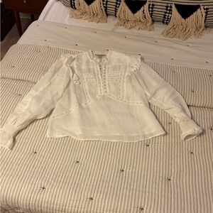 All Saints Romantic White Lace Detail Blouse